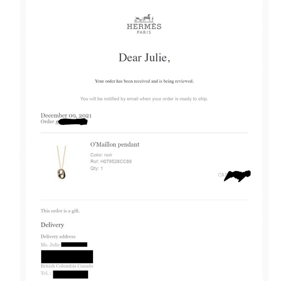 Hermès O'Maillon Pendant Necklace Black (Noir) & Gold with Box - Picture 8 of 8